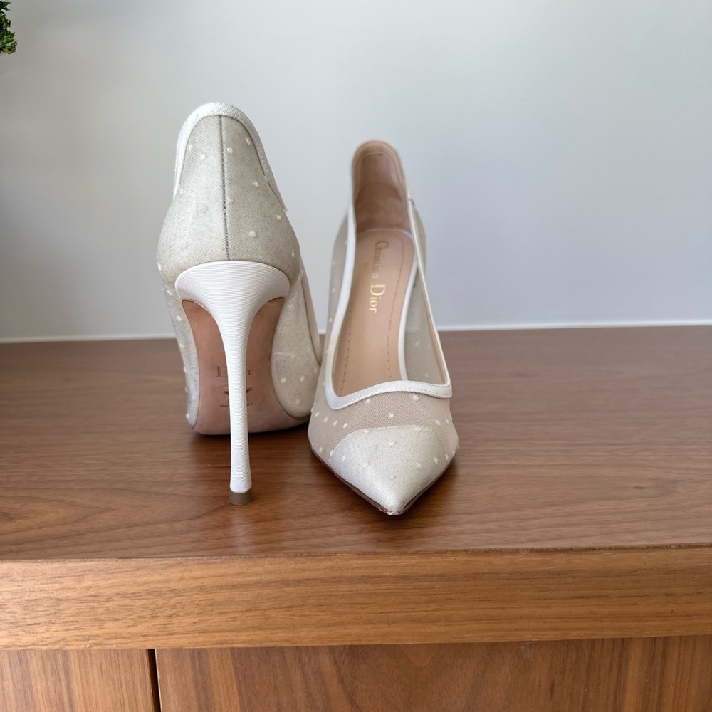 Dior White Polka Dot D Moi Heel